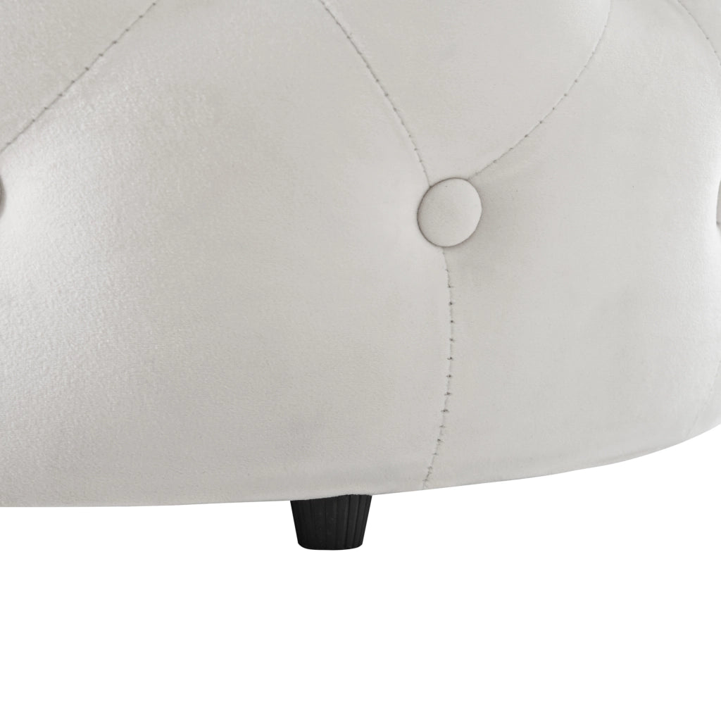 Pouf contenitore 2 pezzi con vassoio rimovibile in velluto Beige 59.6 × 59.6 × 38 cm