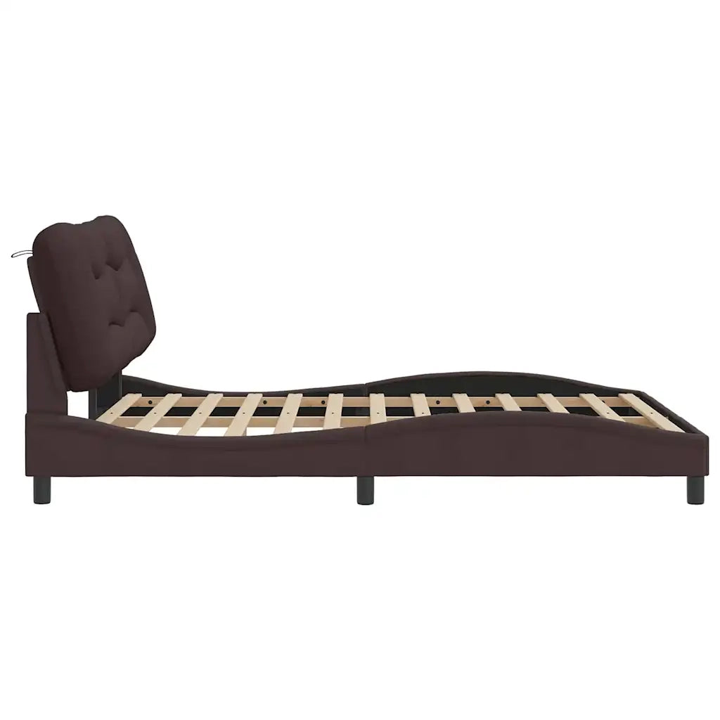Giroletto senza Materasso Hvar Marrone Scuro 160x200 cm Tessuto 3207782