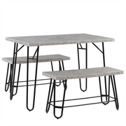 Set da pranzo Top impiallacciato marmo grigio e Nero 2 panche 4 posti industriale