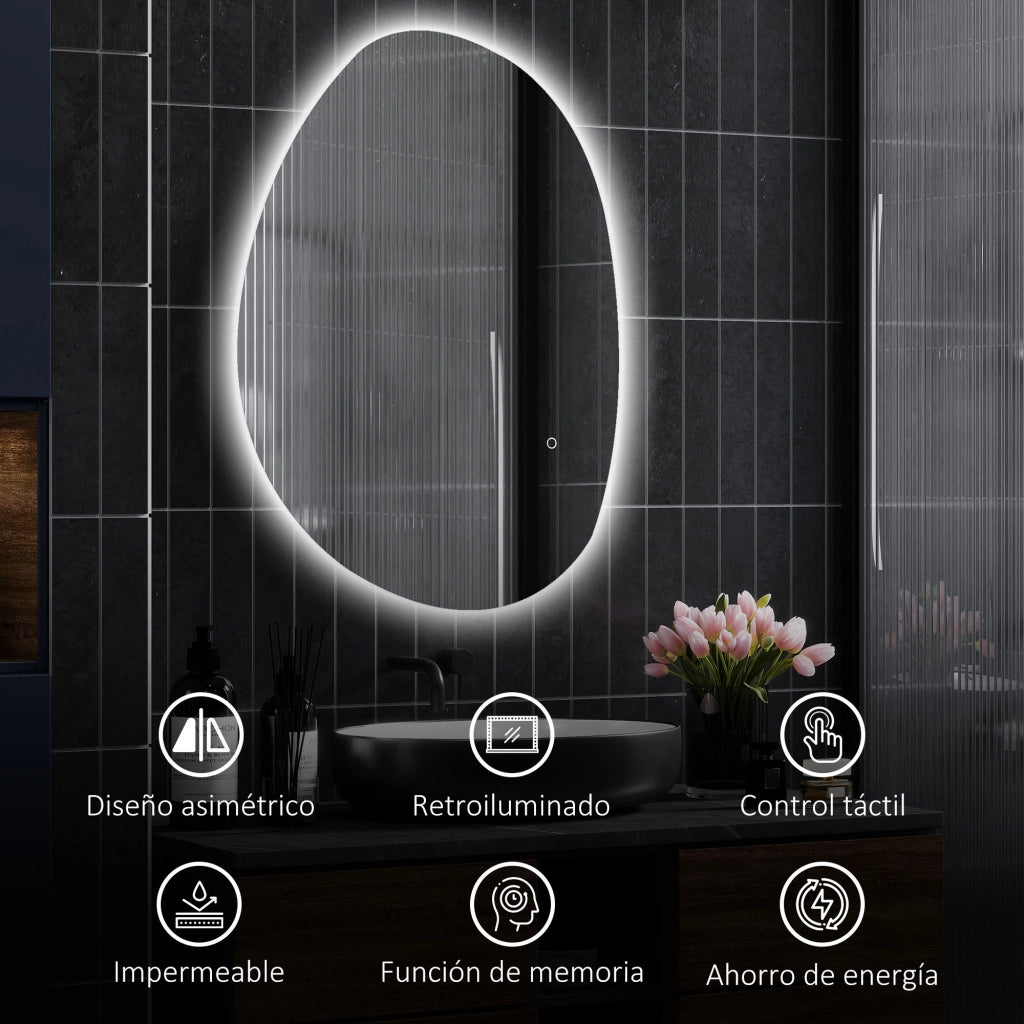 Specchio da Bagno con Luce LED ¨C Zephmum ¨C Bianco 80x60 cm