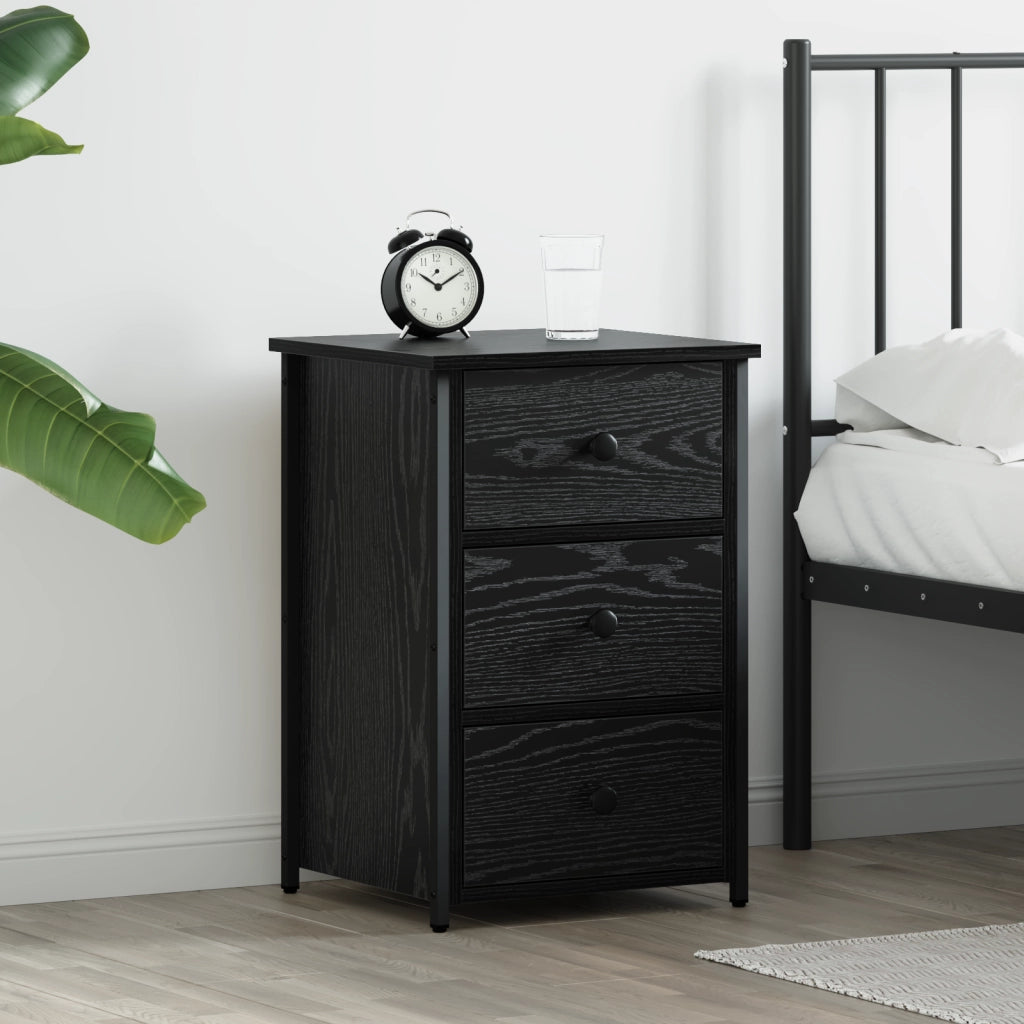 Comodino in rovere nero Rovere Nero MDF, Metallo Compatto