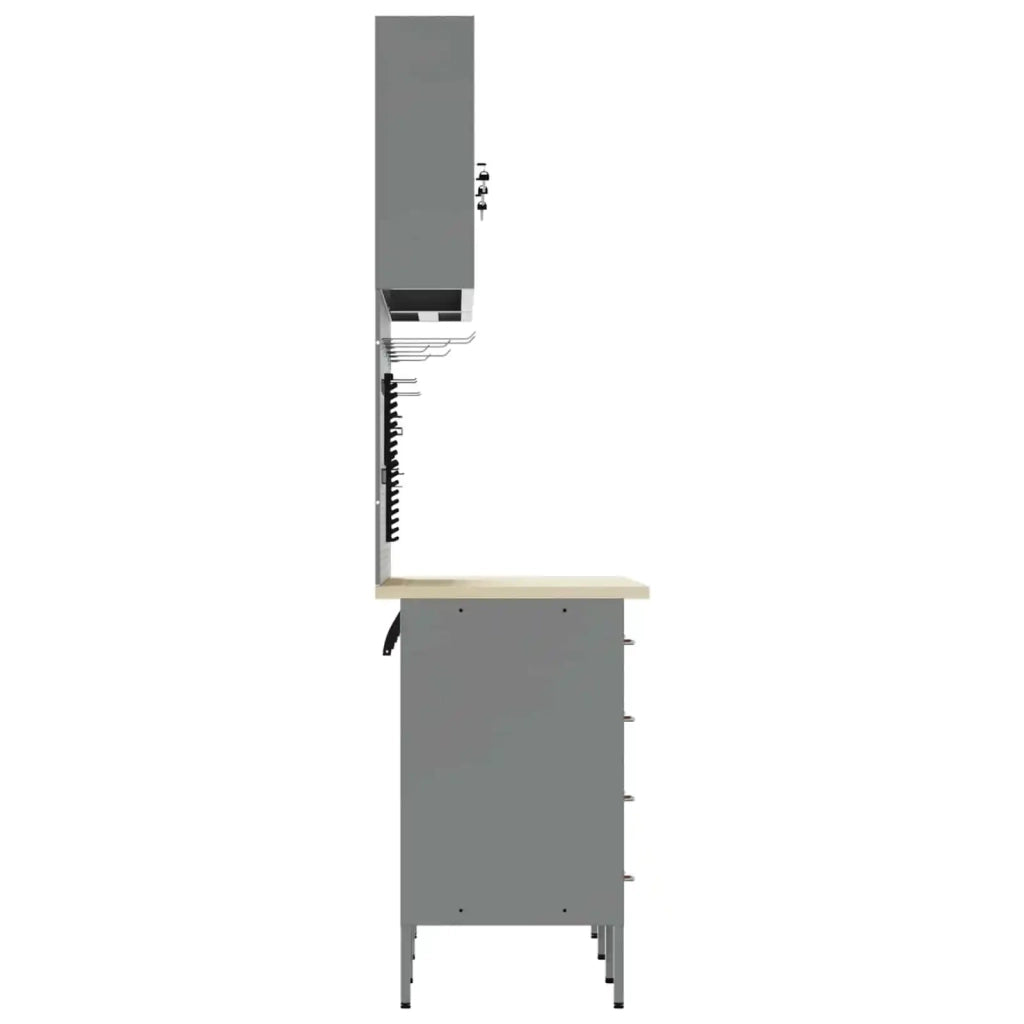 Mobile da lavoro 8 pcs Rosso Legno ingegnerizzato e acciaio 3321465