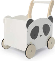 Carriolo per bambini in legno, panda per bambini, aiutapiedi con spazio di stoccaggio per 1-3 anni, carriolo, giocattolo per bambini, carriolo per bambini, attività per passeggino per bambini