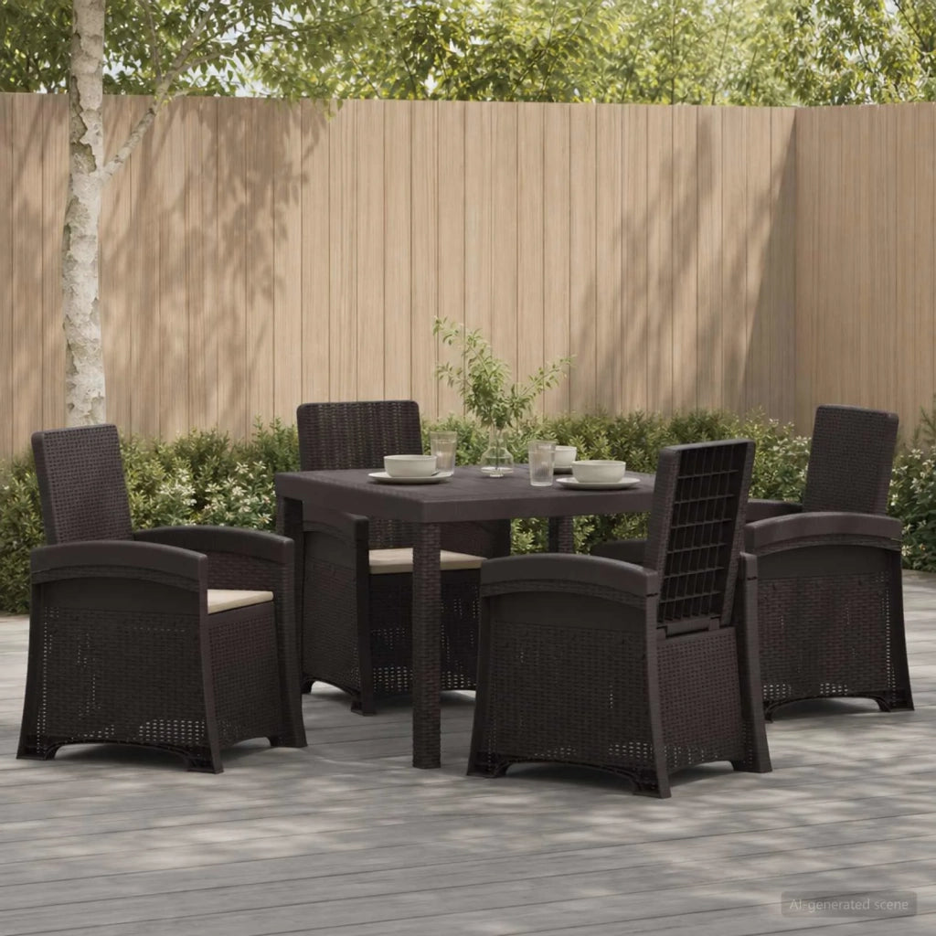 Set da Pranzo per Giardino 5 pz Marrone e Tortora PP 3430109