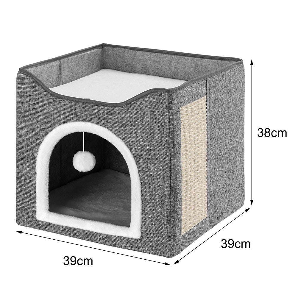 Cuccia Casa per Gatti Ingresso Arco Tiragraffi Casetta Animali Domestici 39x38cm