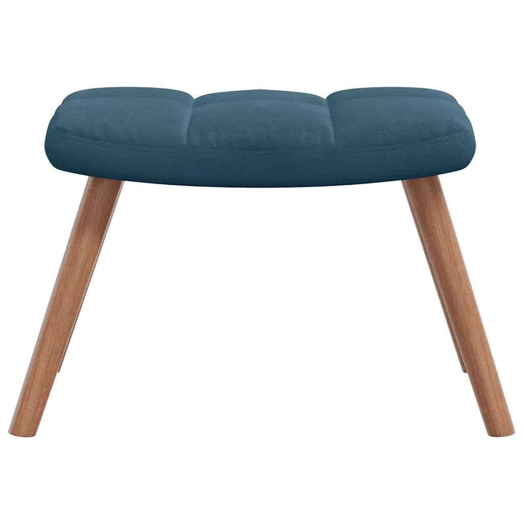 Sedia a dondolo con sgabello in velluto blu 328160