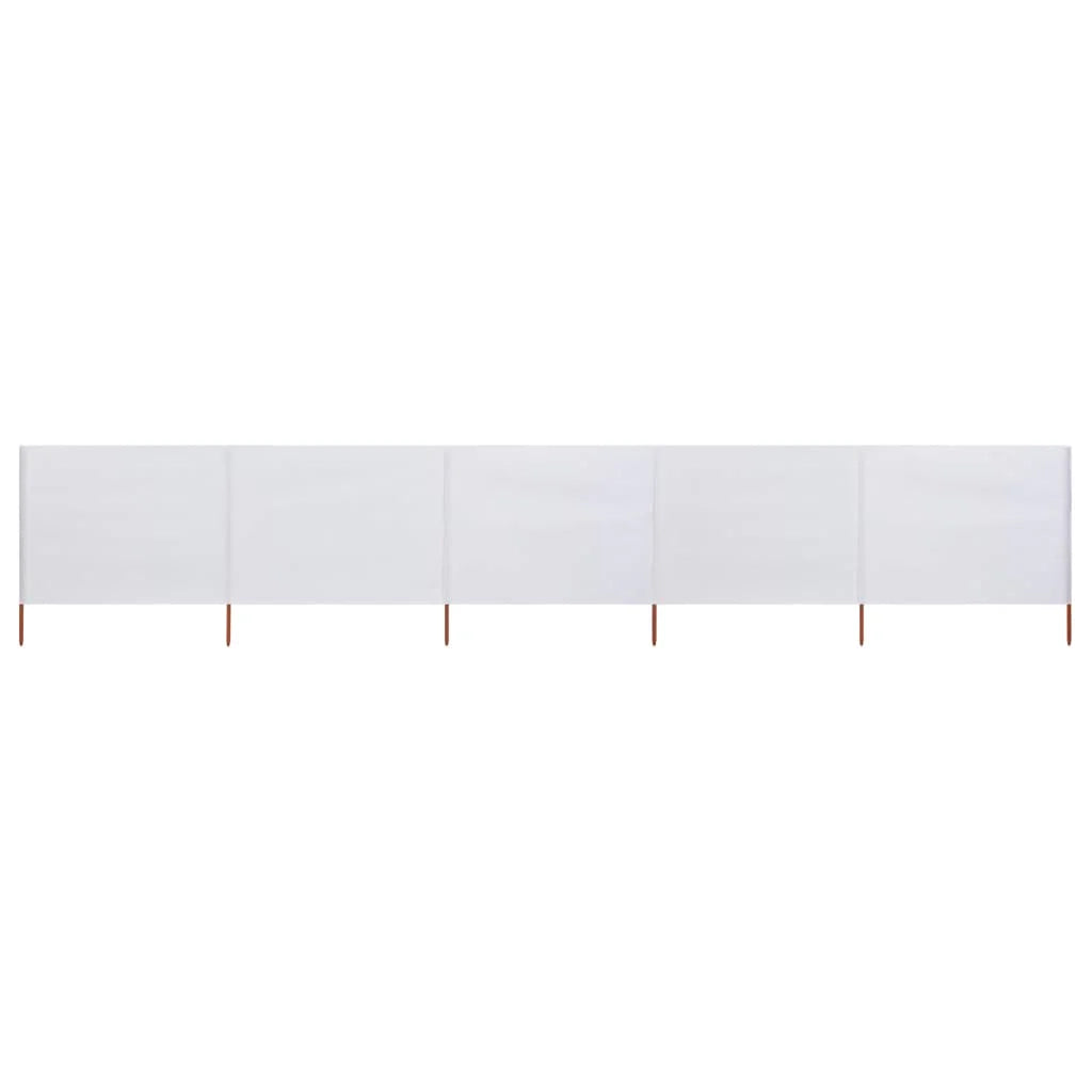 Schermo divisorio in tessuto a 5 pannelli 600 x 120 cm bianco sabbia 02_0008819