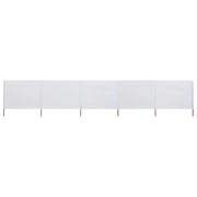 Schermo divisorio in tessuto a 5 pannelli 600 x 120 cm bianco sabbia 02_0008819