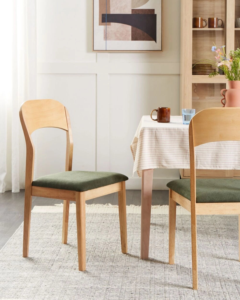 Set di 2 sedie da pranzo imbottite in stile tradizionale in marrone chiaro e verde scuro stile tradizionale classico