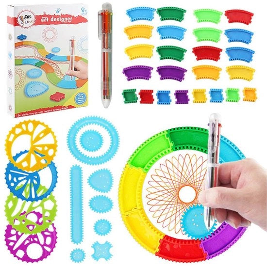 Disegno Spirografico Professionale per Educazione Artistica - Disegno per Bambini - Materiale di Disegno per Adulti - Sostenibile - Non Toxic - Pennarelli a Sesto Colore