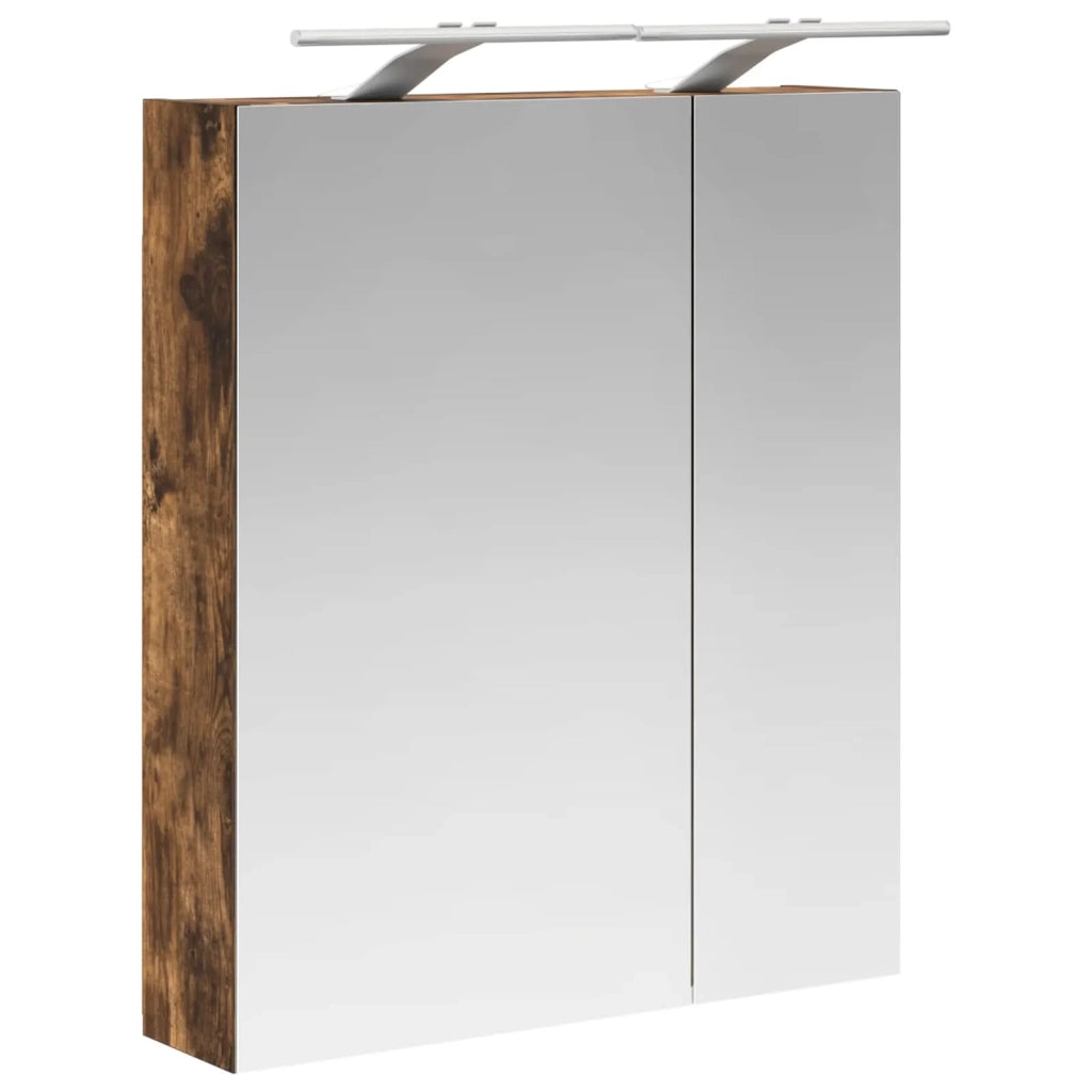 Mobiletto per specchio da bagno Rovere fumé 60 x 14,5 x 70 cm