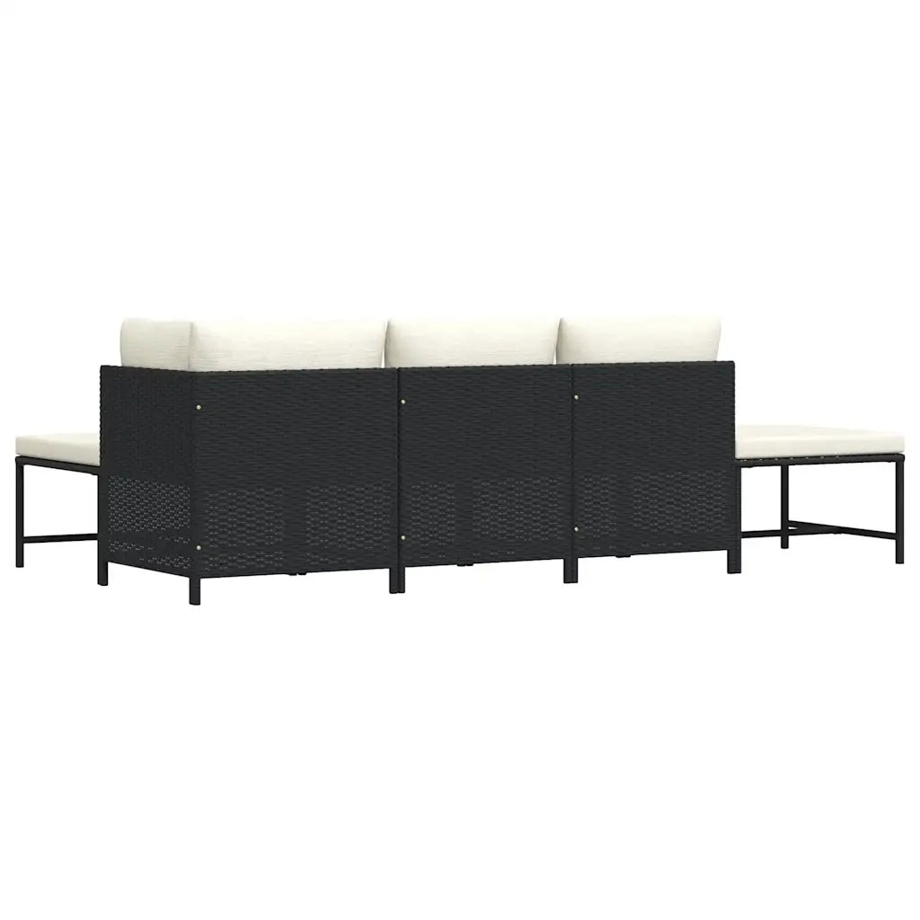 Set Divani da Giardino 5 pz con Cuscini in Polyrattan Nero cod mxl 70683