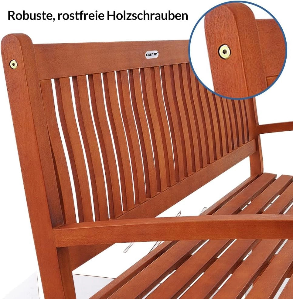 Deuba Panchina da Giardino 3 Posti Legno di Eucalipto Certificato FSC® Panca Interno Esterno
