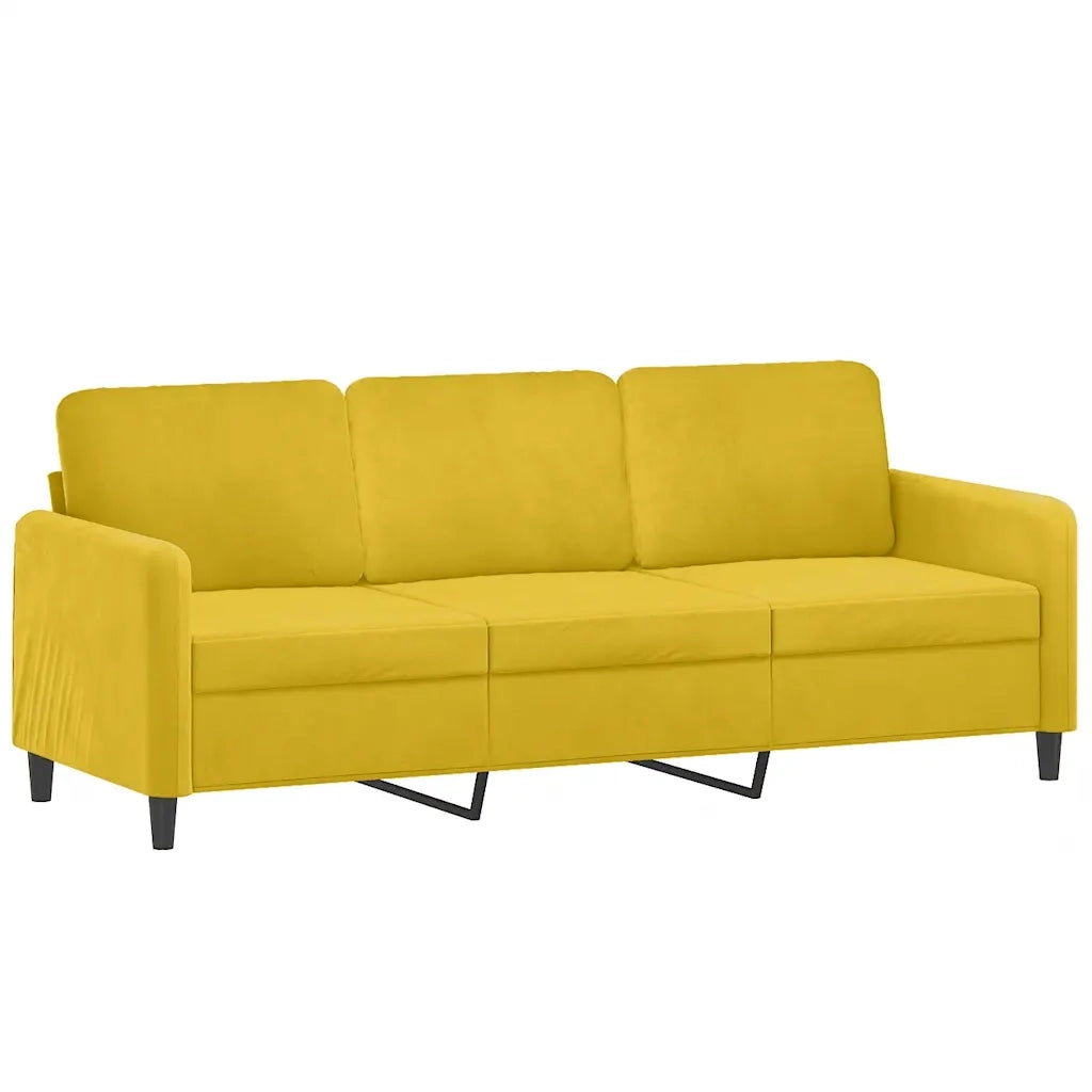 Divano a 3 Posti con Cuscini Giallo 180 cm in Velluto 3200897