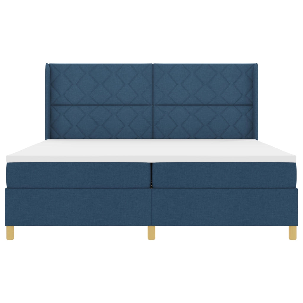 Letto Box Spring con Materasso e LED Blu 200x200 cm Tessuto