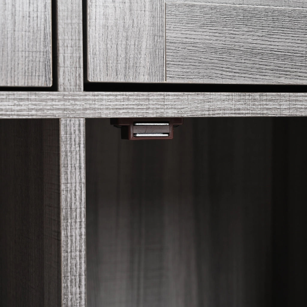 Carrello da cucina multifunzionale con piano ribaltabile, 3 cassetti e vani interni, grigio 139x46(71)x91,5 cm