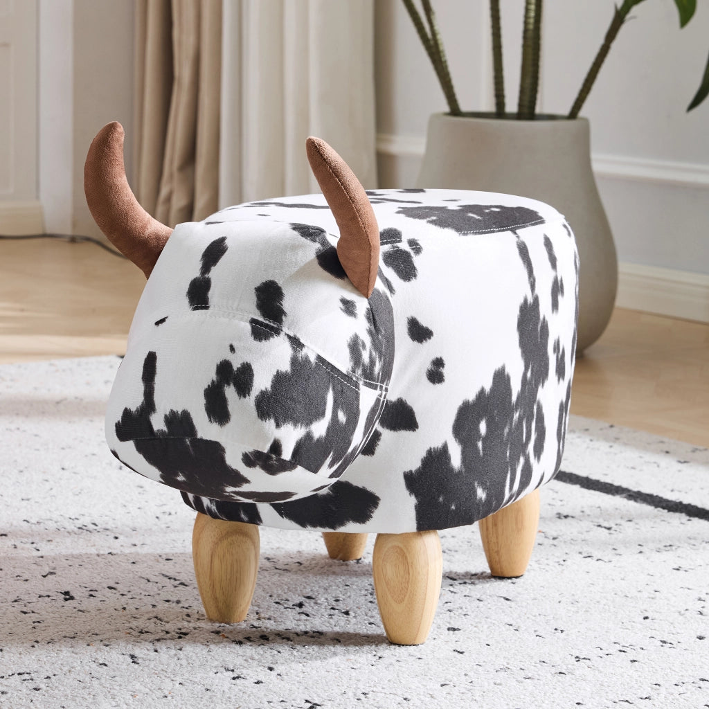 Pouf sgabello per cambio scarpe con piedini in legno massello antiscivolo in schiuma e legno nero e bianco