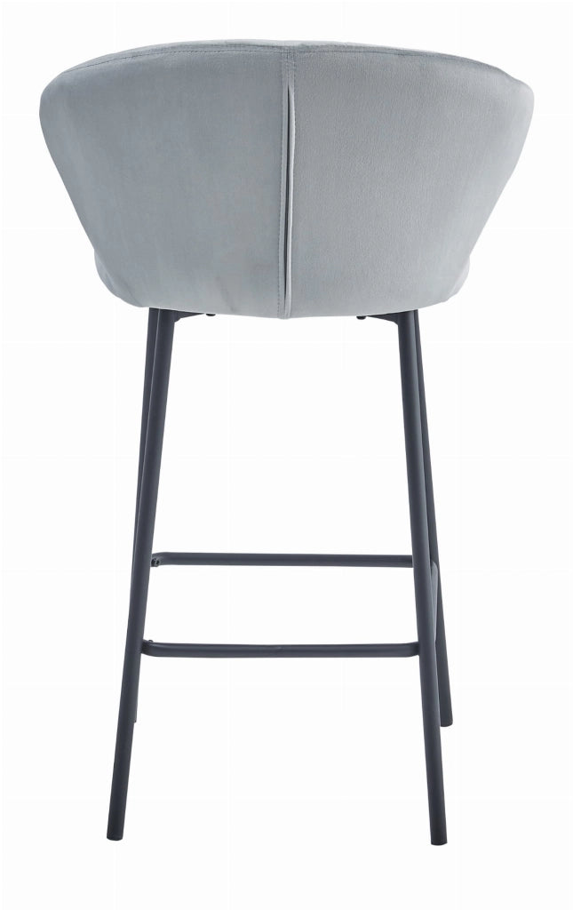 Sgabello Valora GATTA in velluto grigio argento con gambe nere per cucina x4