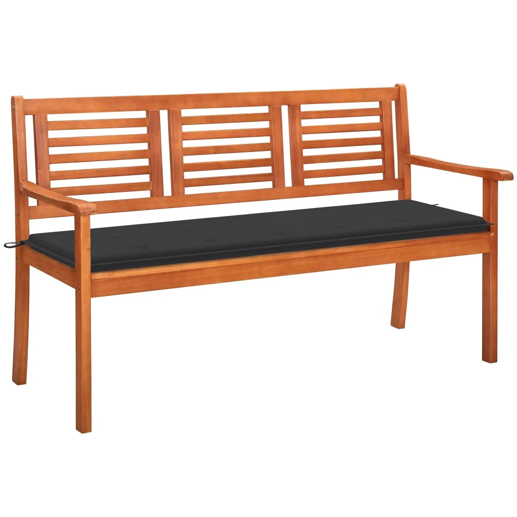 Panchina da Giardino 3 Posti e Cuscino 150cm Massello Eucalipto cod mxl 75767