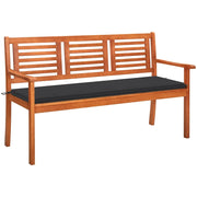 Panchina da Giardino 3 Posti e Cuscino 150cm Massello Eucalipto cod mxl 75767