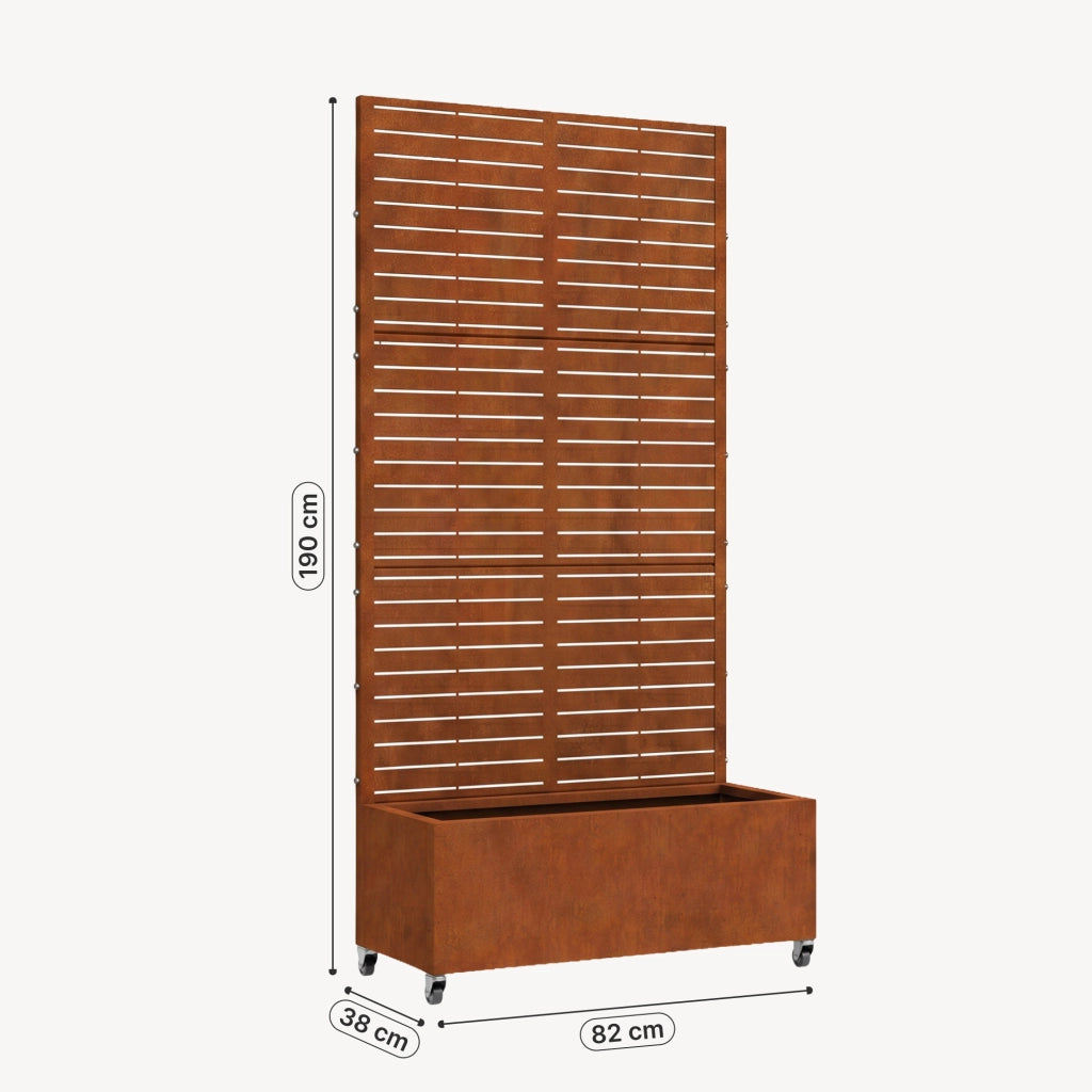 Fioriera con Spalliera Nodepp in Acciaio Corten 190 x 82 x 38 cm - Marrone Ossidato casa.pro