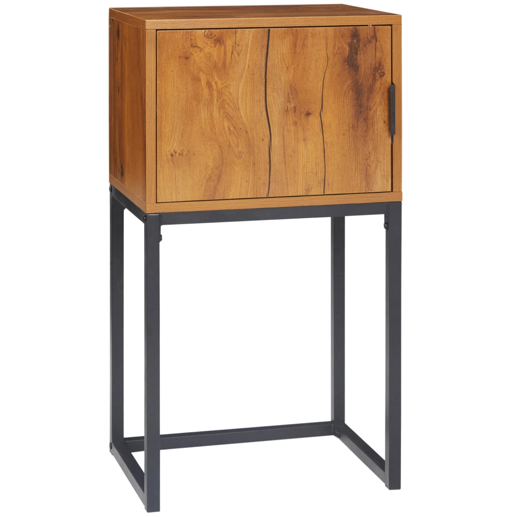 Consolle 40x30x76 cm con ampio vano contenitore in legno composito e metallo naturale