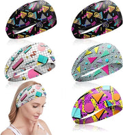 Set di 5 Cinture per Capelli con Stampa Retro per Donne - Cintura per Capelli con Motivo di Bandana Neon