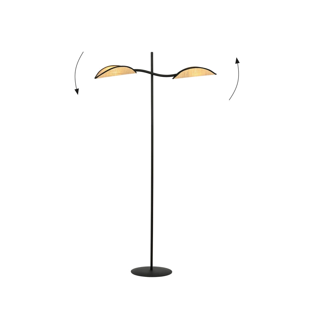 Piantana Contemporaneo Ares Acciaio Nero Marrone 2 Luci E14 Ip20