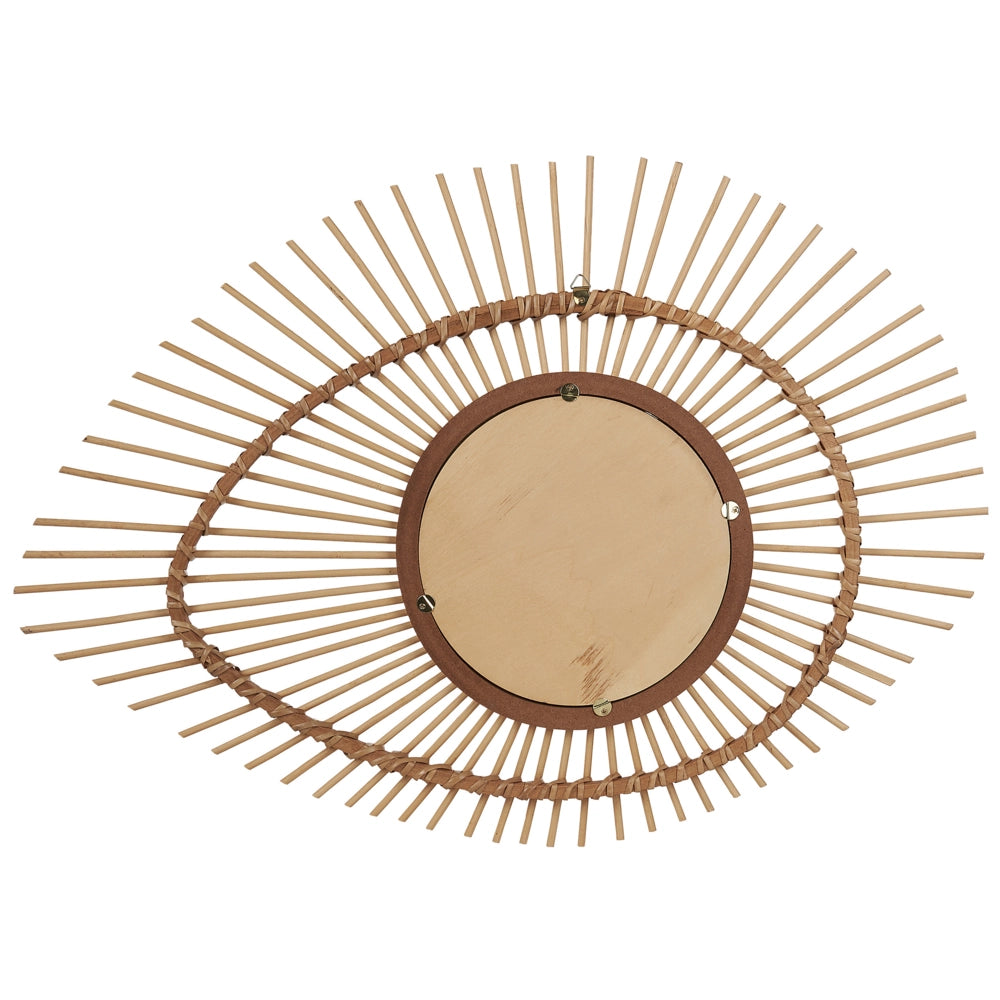 Specchio da parete decorativo cornice in legno di bambù 63 x 35 cm stile rustico moderno soggiorno camera da letto
