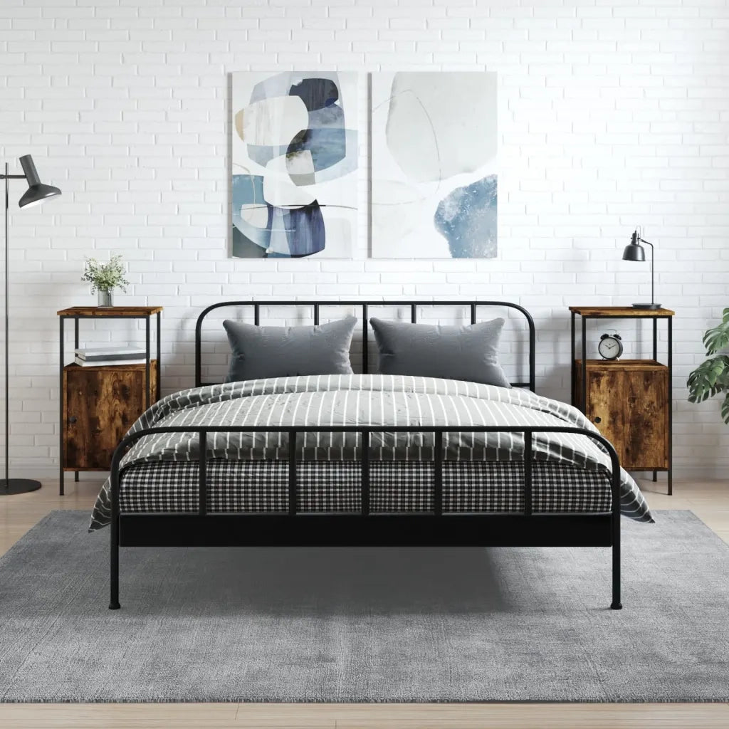 Set di 2 Comodini | Armadio da Notte | Mobiletto da notte Rovere Fumo 41x31x80 cm in Legno Multistrato