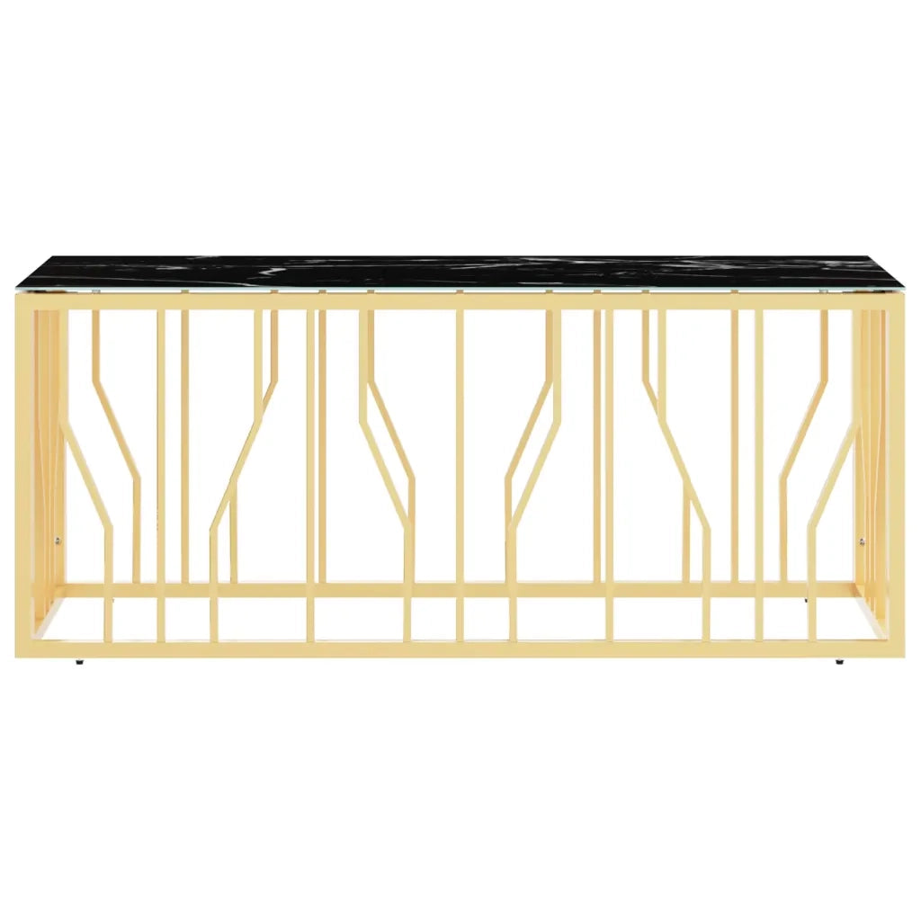 Tavolino da Salotto Oro110x45x45 cm in Acciaio Inox e Vetrocod mxl 129569