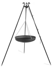 Barbecue Treppiede da 200 cm con wok in acciaio naturale da 60 cm