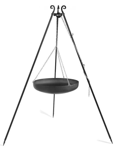Barbecue Treppiede da 200 cm con wok in acciaio naturale da 60 cm