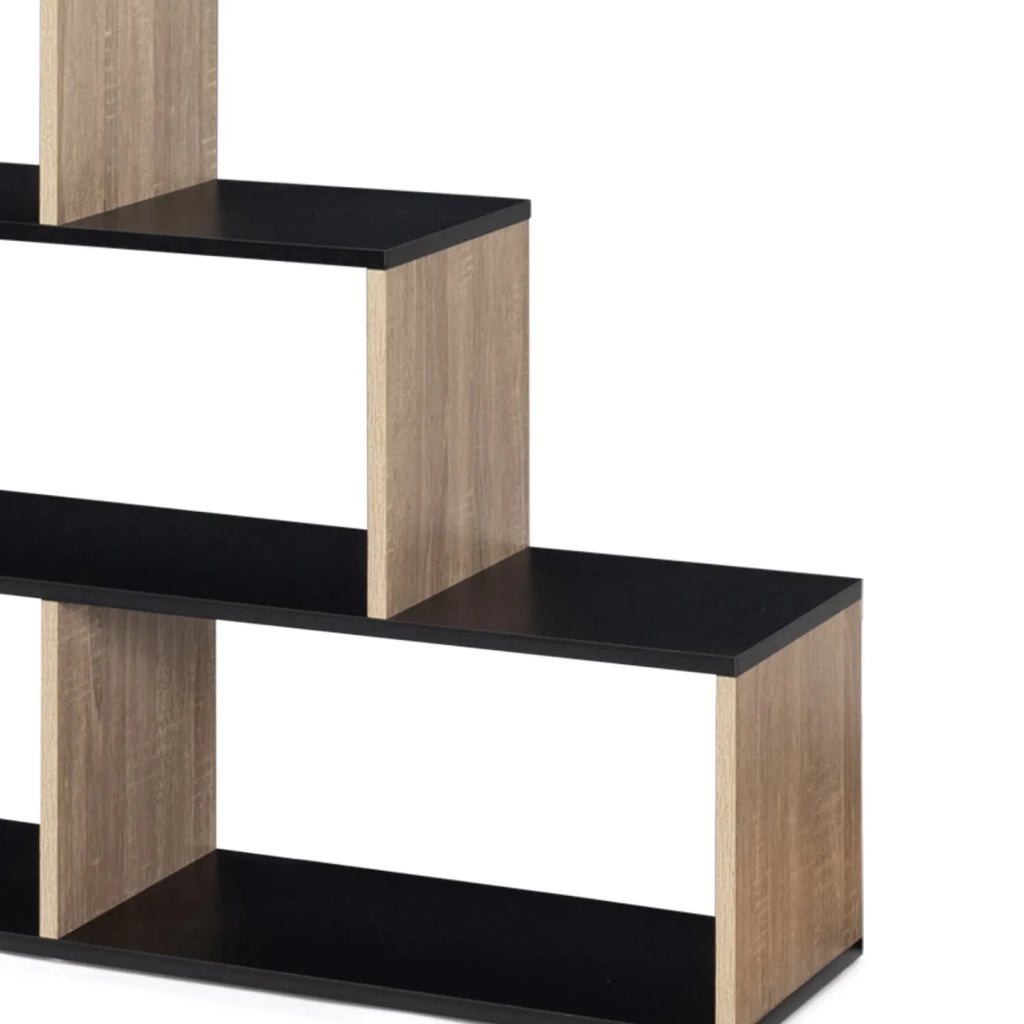 IDMarket - Librería escalera LINA en madera de haya y negro