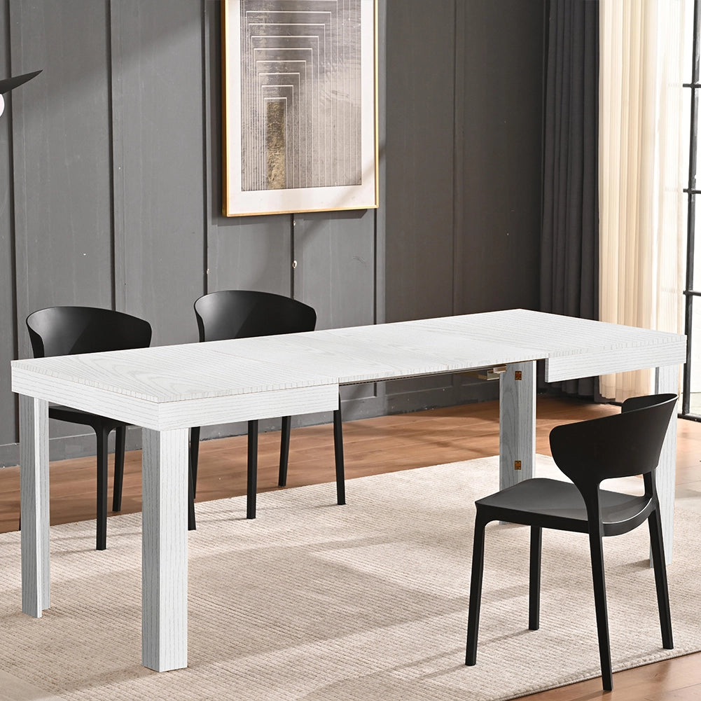 Tavolo da Pranzo Allungabile 120-200x80x76 cm in Legno Bianco Frassino
