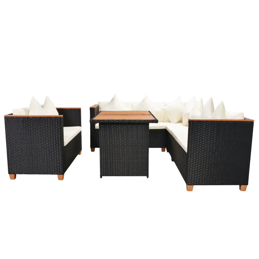 Set Divani da Giardino 5 pz con Cuscini in Polyrattan Nero cod mxl 34811