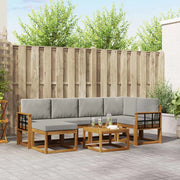 Set di divani da esterno 7 pcs Grigio Naturale e Chiaro