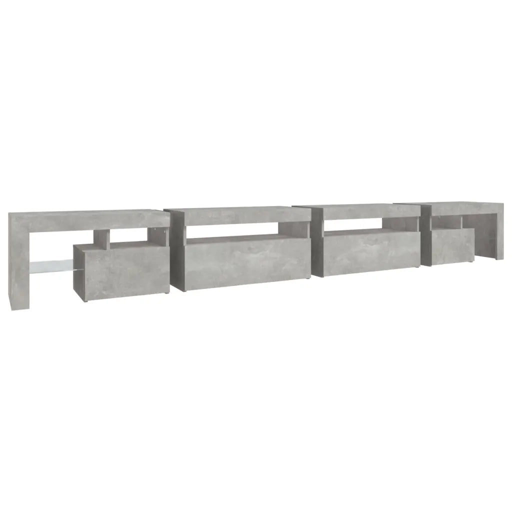 Mobile Porta TV con Luci LED-Credenza TV Grigio Cemento 290x36,5x40 cm