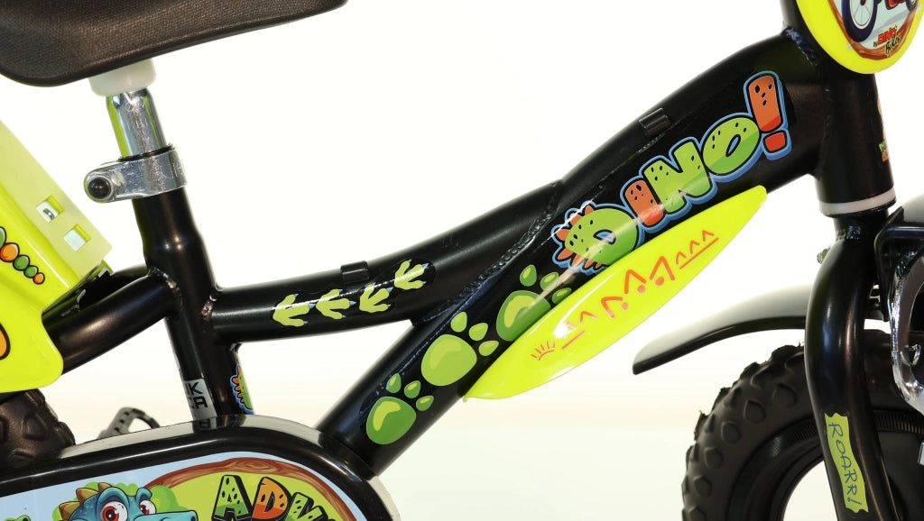 DINOSAUR 12", bicicletta per bambini, bici bambino, adatta a bambini tra i 3 e i 5 anni, per altezza tra 85 e 105 cm, co