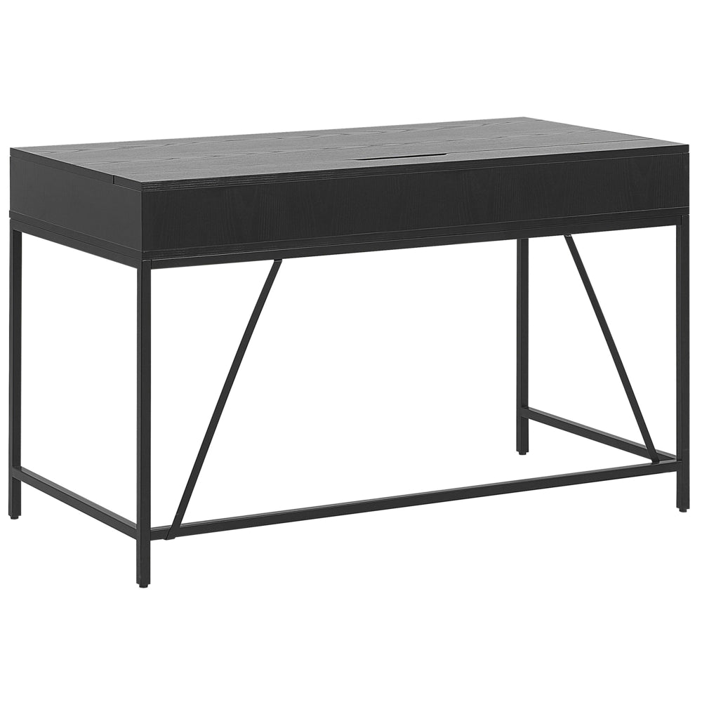 Scrivania da casa Piano in legno Nero Base in metallo 2 cassetti Legno chiaro 120 x 60 cm Design minimalista