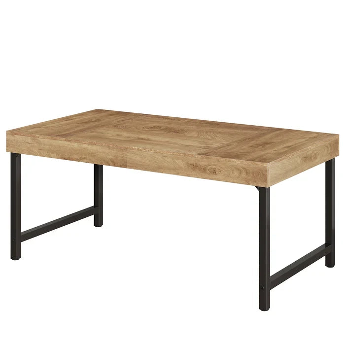 Scrivania rustica 140 cm in MDF e metallo, nero/marrone, per ufficio e home office