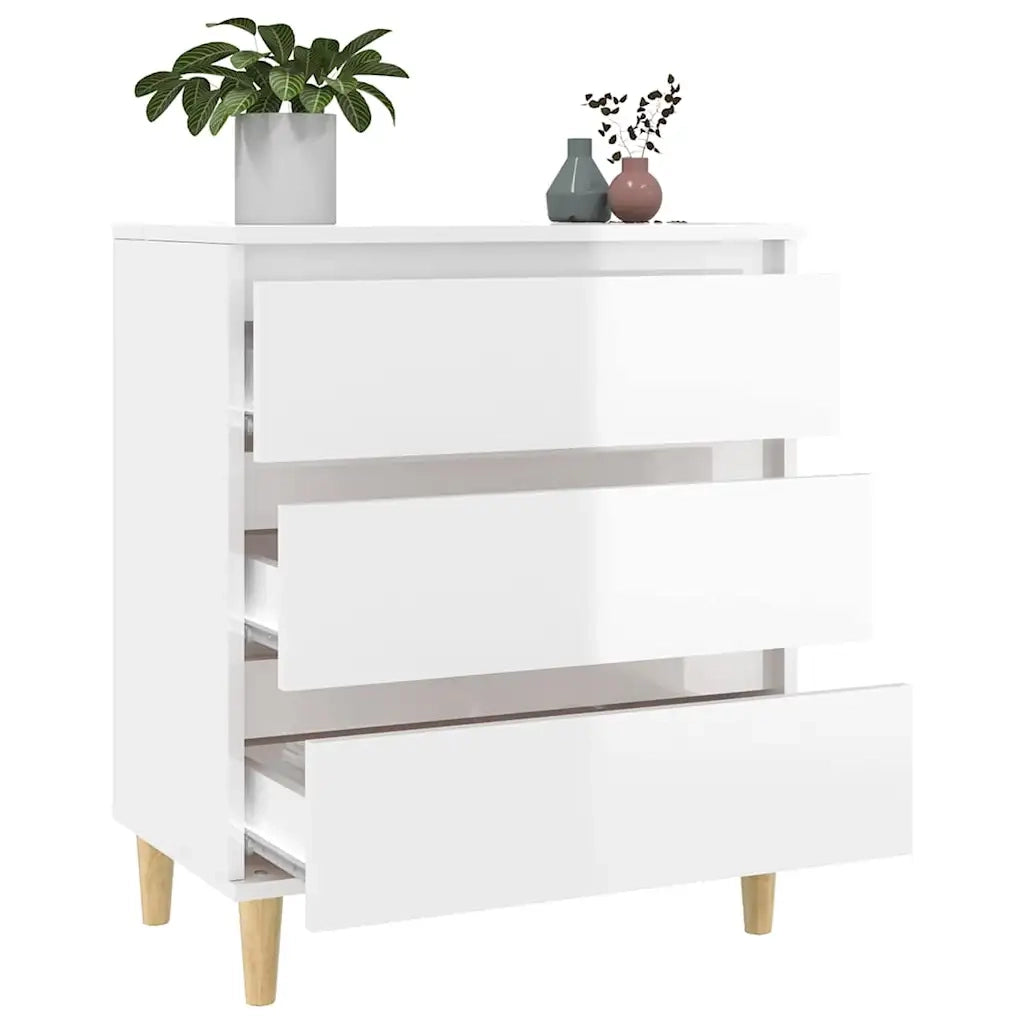 Credenza-Buffet-Armadio da cucina Bianco Lucido 60x35x70 cm in Legno Multistrato 550500