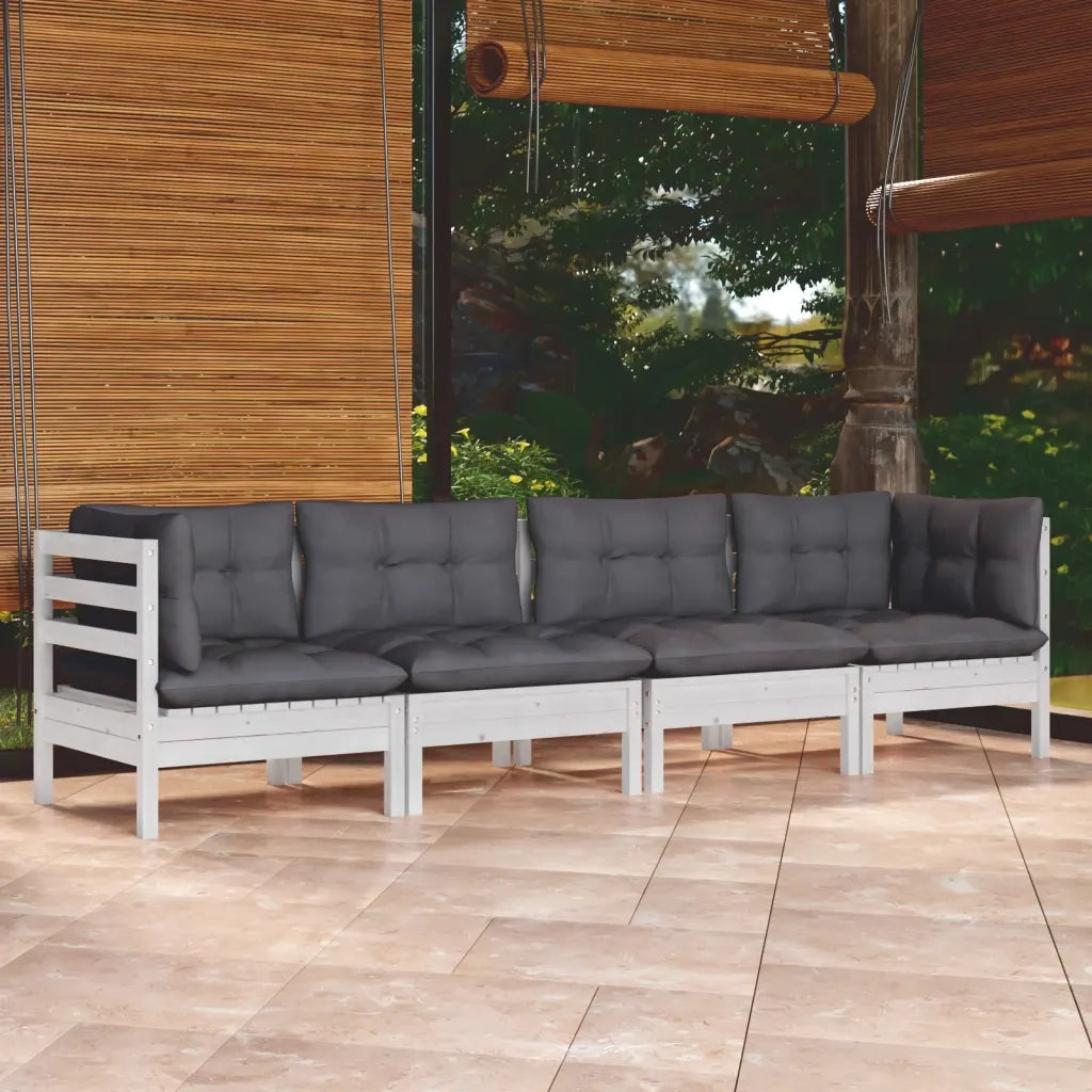 Set Salotto da Giardino 4 pz con Cuscini Legno Massello di Pino 3096149
