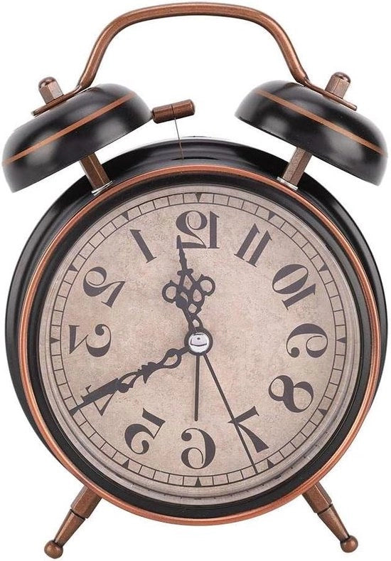 Orologio meccanico 4" retro con luce notturna - orologio da tasca doppio twin bel.
