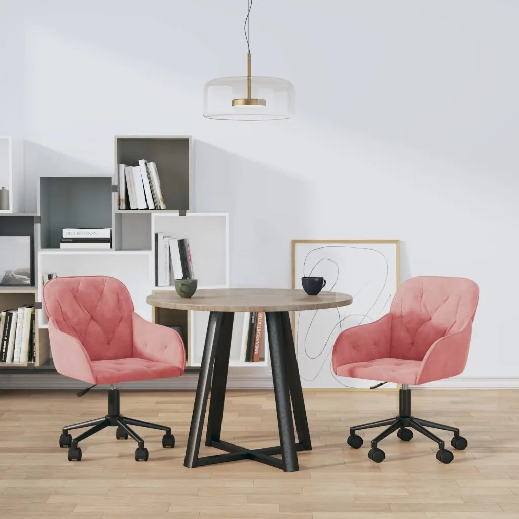 Sedie da Pranzo Girevoli 2 pz Rosa in Vellutocod mxl 97575