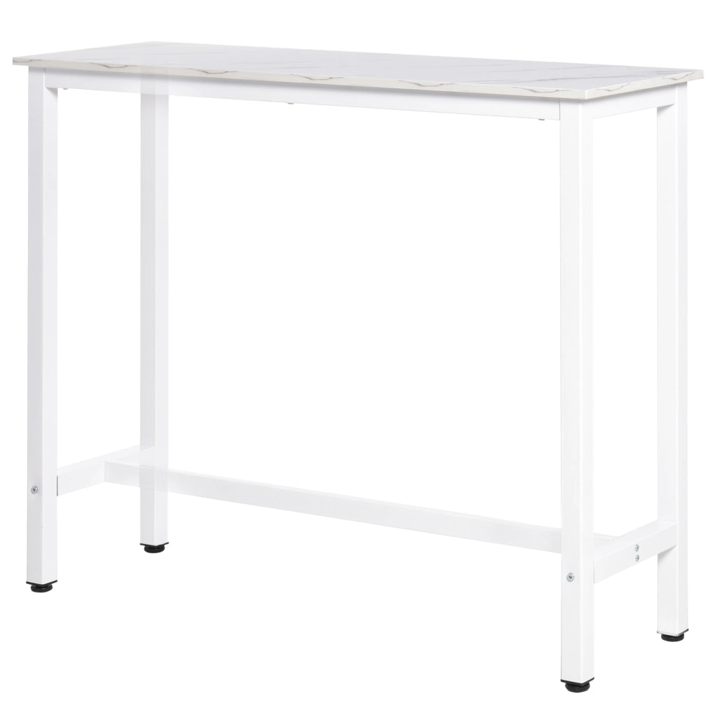 Tavolo da bar ¨C zephmum ¨C bianco, effetto marmo, acciaio, 120x40x100 cm