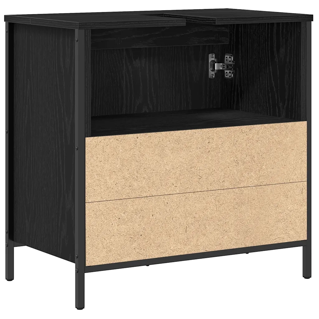 Mobile Lavabo da Bagno-Armadietto da bagno Nero 60x34,5x60 cm