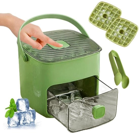 Macchina per congelare cubetti di ghiaccio 48 celle - Set di confezioni per ghiaccio riutilizzabili - Coperchio a stampa - Scatola di conservazione - Asta per ghiaccio igienica - Materiale BPA libero - Confezione per ghiaccio
