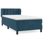 Letto singolo | Letto per adulti | Giroletto a Molle con Materasso Blu Scuro 90x200 cm in Velluto
