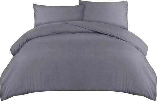 Set di copriletto 200x200cm - Veloce microfibra morbida con cuscini - Tessuto grigio per letto